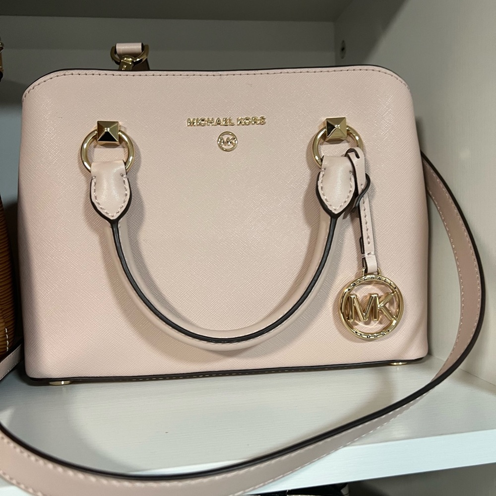 MK EDITH SMALL SAFFIANO LEATHER SATCHEL